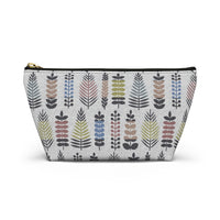 Stamped Leaves Accessory Pouch w T-bottom in Black